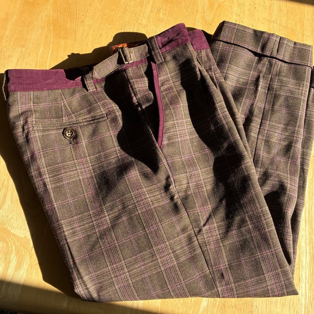 Dolce & Gabbana Purple Plaid Cropped Pants